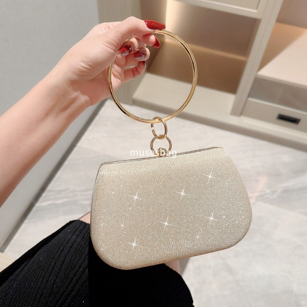 

Designer Women's High Quality Shining Water Diamond Evening Bag High end Fashion Bracelet Classic Versatile Handheld Party Banquet Style Handheld Wedding Bag, Gold