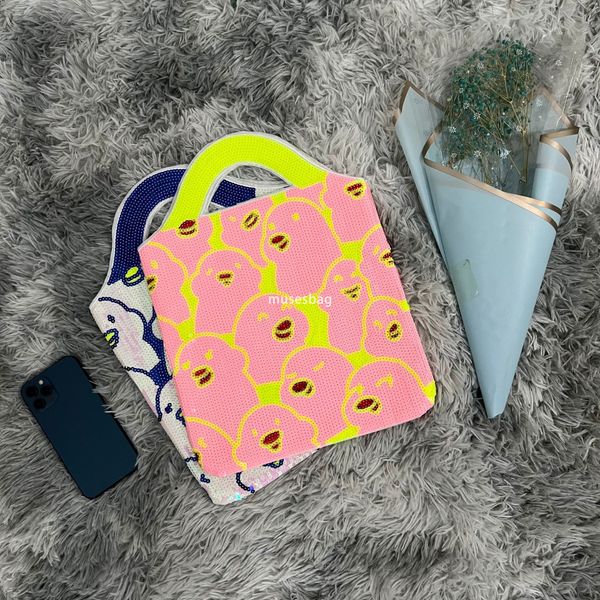 

New Instagram Korean Fashion Bag Handbag Beaded Bag Embroidered Bag Large Capacity Tote Bag Commuting Working Student Party Essential Bag, Split