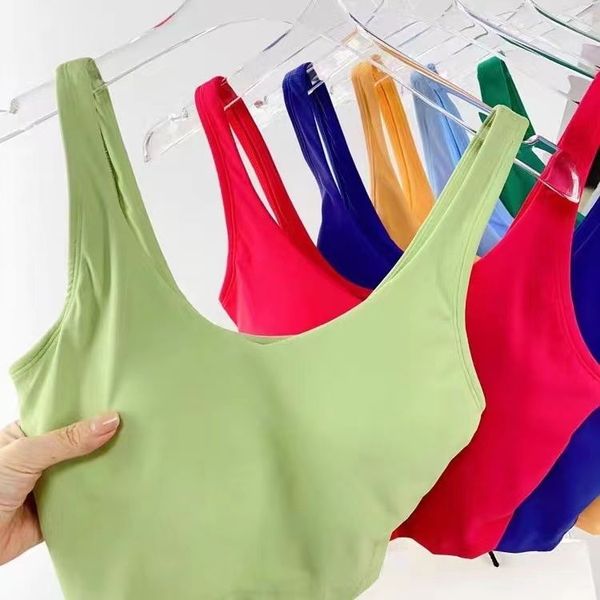 

women yoga bra lingerie summer u shaped no steel ring built in chest pad sports bra for women gym sleeveless fitness yoga fashion tank top bras, Water mirror green