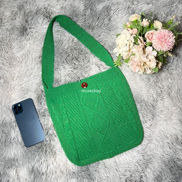 

New knitting bag wool bag simple knitting bag shoulder bag solid color tote bag Fried Dough Twists bag vintage bag women bag fashion, Apricot