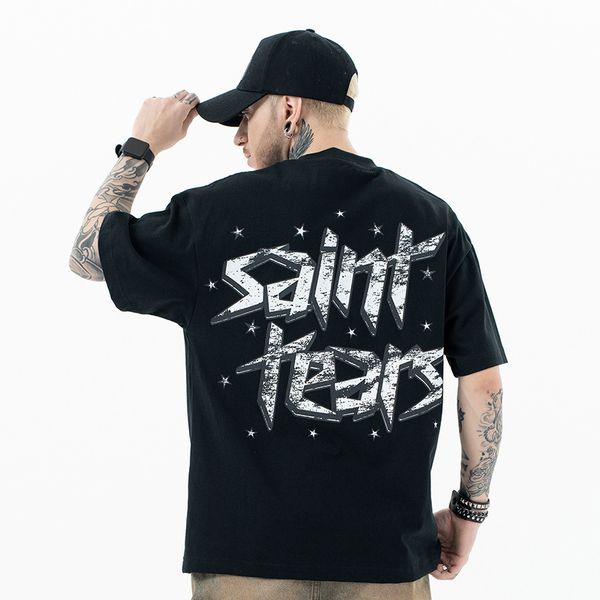 

womens t shirt designer man tshirt sweatshirt tshirts New Product Trendy Brand High Street Retro Heavyweight Wash Last Dinner Printed Short sleeved t shirt, Black