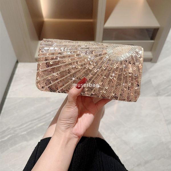 

High quality women designer retro pearl film celebrity dinner bag glitter temperament handheld banquet bag evening dress bag party bag ball party party, Champagne