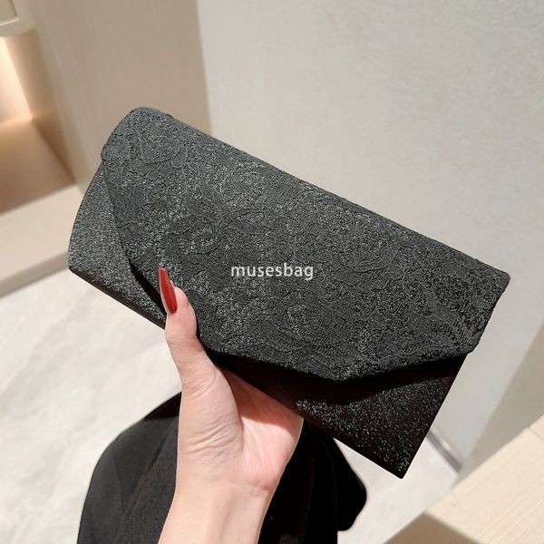 

High quality women designer lace bag socialite dinner bag party dress evening dress bag fashionable high-end and minimalist handbag, Black