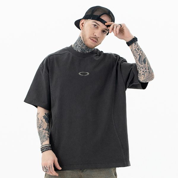 

t shirt designer tshirt luxury mens sweatshirt casual Tee tshirts women tshirt Tees Short Solid classic triangular patch tshirt short sleeved tshirts tshirt, Gray
