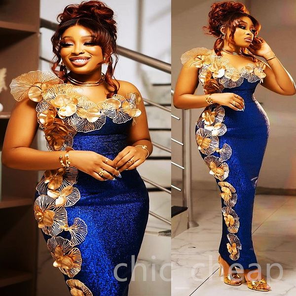 

2024 Aso Ebi Plus Size Royal Blue Mermaid Prom Dress Florals Satin Evening Formal Party Second Reception 50th Birthday Engagement Thanksgiving Gowns Dresses ZJ46, Green