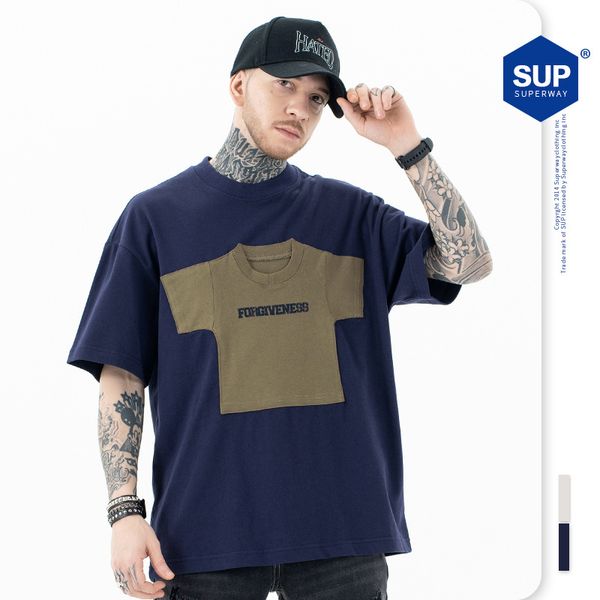 

mens t shirts women luxurys designer tshirt sweatshirt Tshirt tshirts New Trendy Fun Pocket Decoration Gender Free Loose Short Bamboo Fiber sleeved t shirt, Blue