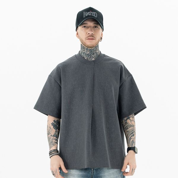 

luxury designer man t shirt womens tshirts sweatshirt Tshirt classic luxury Hip Hop tshirts Solid color snowflake washed loose shoulder short sleeved t shirt, Gray