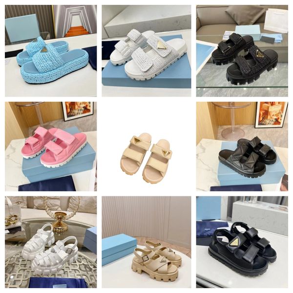 

designer slides floor room shoes slippers sandals slide house sandals famous designer women cream Beach Scuffs Flat sneakers 35-41, A8