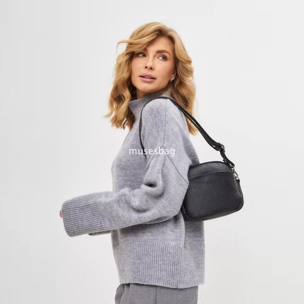 

High quality women's fashionable crossbody bag, women's retro casual shoulder bag small round bag versatile simple and high-end small square bag, Black