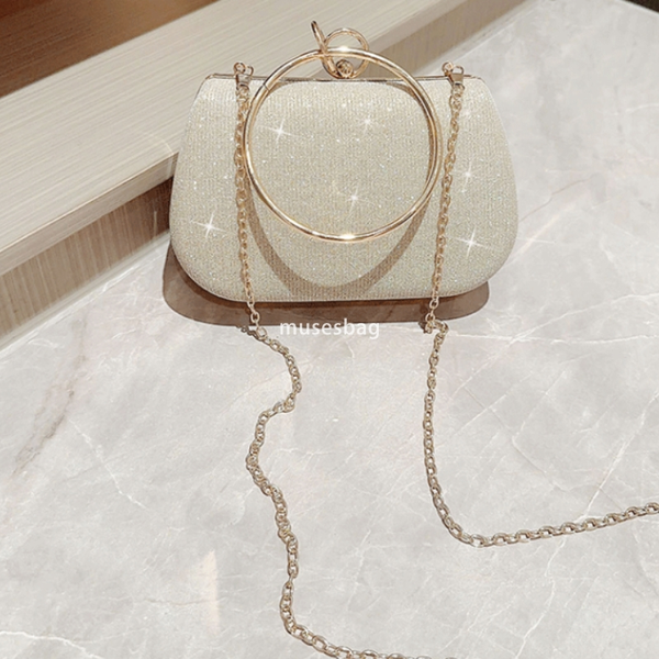 

Designer Women High Quality Shining Water Diamond Evening Bag High end Fashion Bracelet Classic Versatile Handheld Party Banquet Style Handheld Wedding Bag, Gold