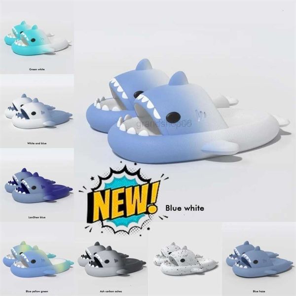 

designer shark slippers summer sliders men women kids slides pink blue grey memory foam sandals soft thick cushion slipper cloud slide indoor outdoor shoes Eur 36-45, Color 30