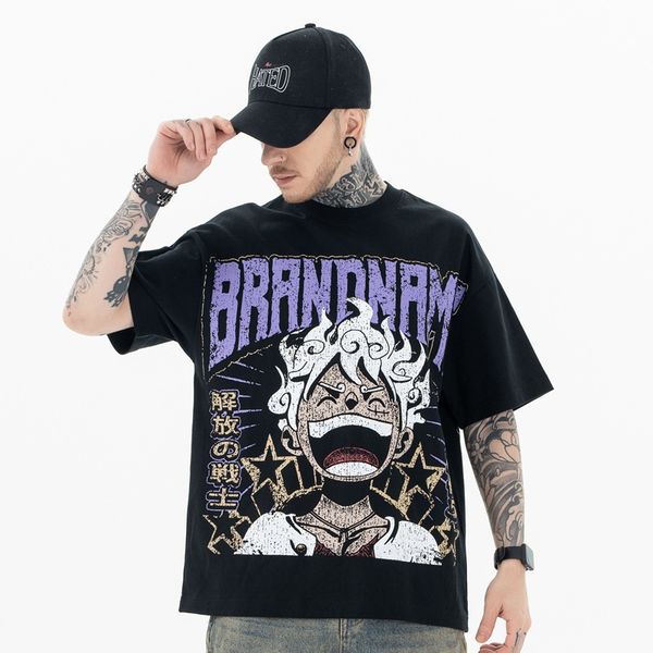 

designer t shirt tee sweatshirt tshirt mens womens short sleeve casual streetwear takashi High Street Cartoon Anime Damaged Printed Short sleeved t shirts for Men, Black