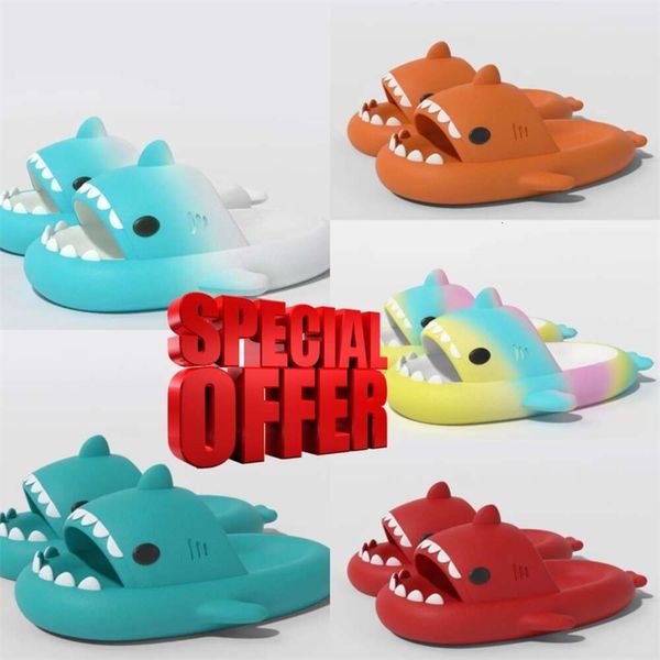 

2024 designer shark slippers summer sliders men women rainbow slides sandals pink blue grey memory sandals soft thick cushion slipper cloud slide indoor, 5_color