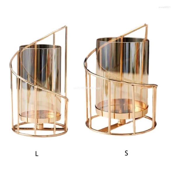 

Holders Candle Geometric Pillar Holder Elegant Spiral Ladder Shaped Hollow Candlestick Wrought Iron Tabletop Decor Home Furnishing El stick