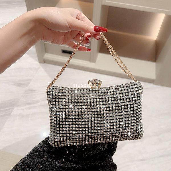 

Designer Women High Quality Dinner Bag European and American Luxury Handbag Water Diamond Inlaid Diamond Celebrity Versatile Party Dress Handbag, Black