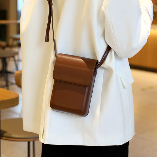 

High quality new fashion versatile vertical high-end small square bag Korean version pressed shell texture mobile phone bag commuting crossbody bag small bag, White