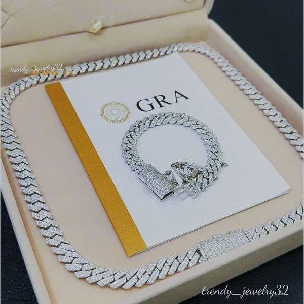 

pendant necklaces designer for men Fine jewelry pass dia tester iced out Miami necklace Sterg Sier 14mm cuban k chain moissanite