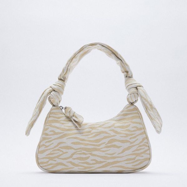 

New Womens Bag New Advanced French Stick Bag Fashionable Canvas Bag Printed Retro One Shoulder Underarm Bag Essential Handbag for Commuting, White