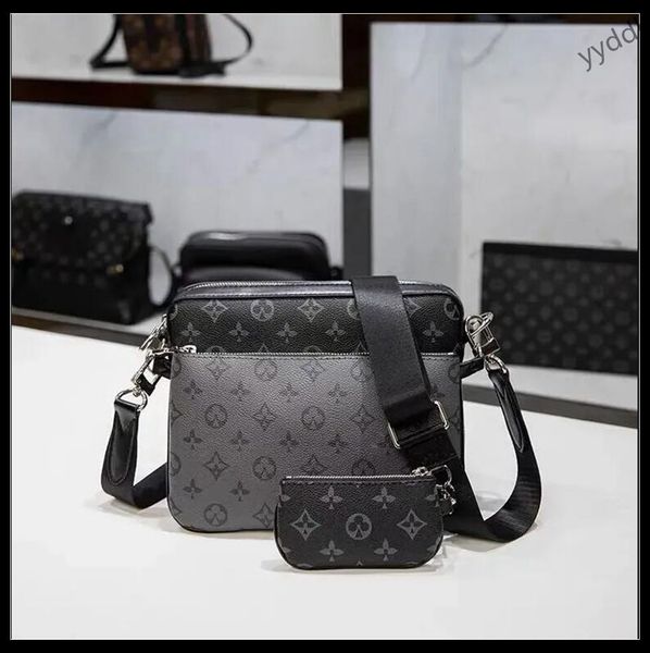 

Mens Totes Purses Fashion Handbags Men Leather TRIO Messenger Bags Shoulder Make up Bag Tote bags, Brown
