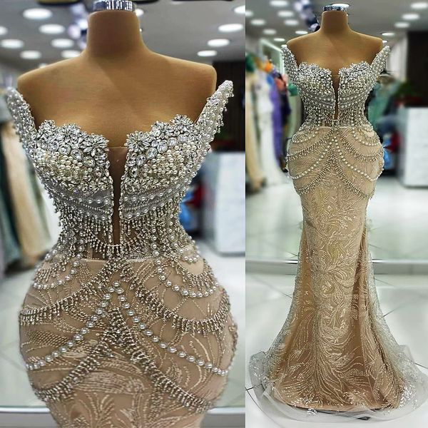 

2024 Aso Ebi Plus Size Illusion Mermaid Prom Dress Crystals Champagne Evening Formal Party Second Reception Birthday Engagement Thanksgiving Gowns Dresses ZJ61, Light yellow
