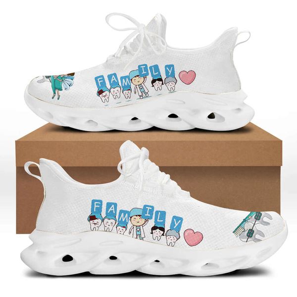 

Belidome Women Sneakers White Dental Shoes Cute Cartoon Tooth Dentist Design Lightweight Running Shoes Lace-up Flats Footwear, Hmea002f21b