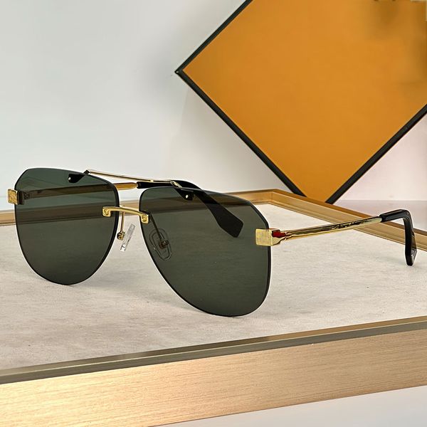 

Hot Aviator Square Sunglasses 40115 Mens Casual Frameless Sunglasses UV400 Protective Mirror Frame Logo Design Mens Designer Black Business Mirror with Box