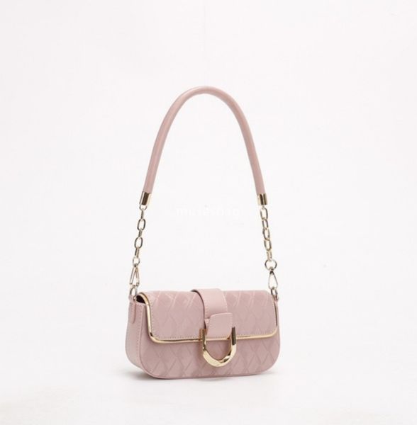 

New high-end minimalist and stylish small square bag versatile diamond grid chain small bag underarm single shoulder crossbody bag, trendy, Pink