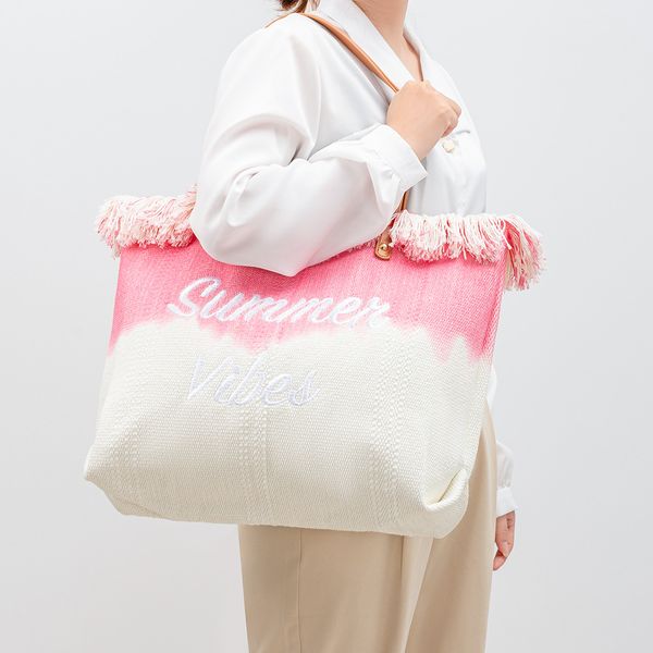 

Embroidered tote leisure practical magnetic buckle handbag for seaside vacation underarm bag for women beach single shoulder canvas bag, Sky blue