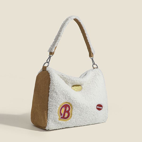 

Autumn and Winter Large Capacity Lamb Plush Bag New Women Bag Popular Popular Crossbody Bag Single Shoulder Underarm Bag, Pink
