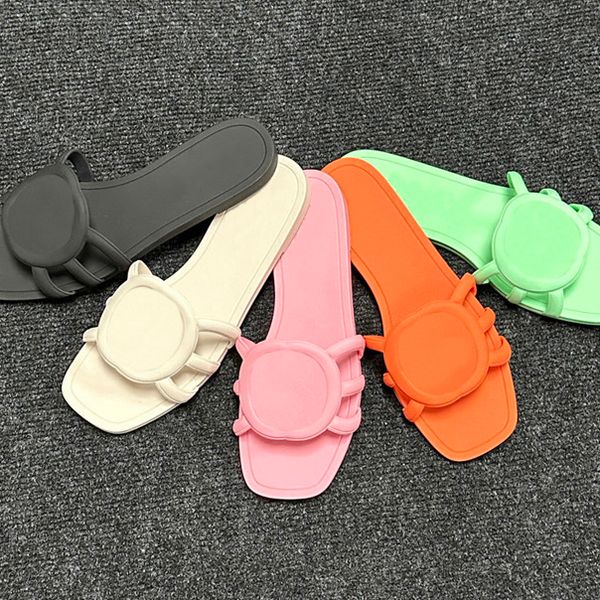 

Designer Sandals, Women's Slippers, Rubber Slippers, Women's Flat Beach Jelly, Orange Summer Autumn Mules, Outdoor Waterproof Luxury Sandals, AAAAA+, White