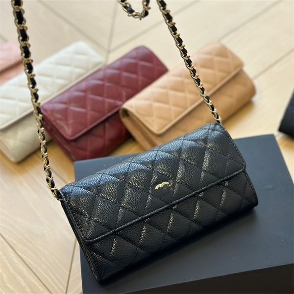 Woman Mini Chain Bags Crossbody Shoulder Bags Designer Phone Bag Long Diamond Wallet Purse Leather 2024