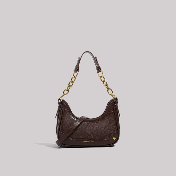 

High quality small bag for women's new fashionable and versatile retro underarm ba niche light luxury single shoulder crossbody bag, Coffee
