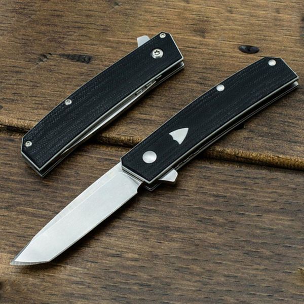 Portable BM 601 Tengu Flipper Folding Knife CPM-20CV Plain Edge Tanto Blade Black G10 Handle Easy To Carry Outdoor Hunting Hiking Pocket Knife 535 940 15535 3300 Tool