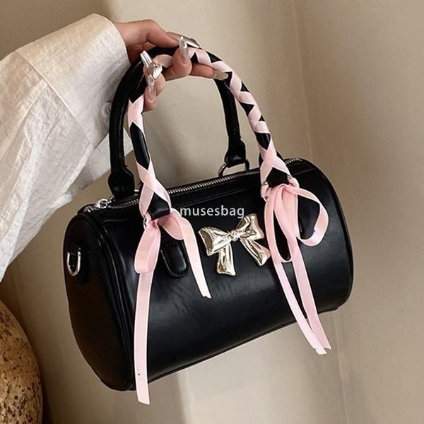 

New Advanced Ballet Bow Handheld Boston Bag Women's Fashion Shoulder Bag High Quality Crossbody Bag Versatile Pillow Bag, Pink