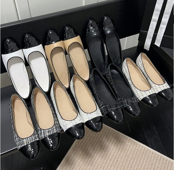 

Designer ballet shoes mary jane shoes luxury Round head leather women's shoe buckle girls ladies Resort Beach Banquet black white flat shoes, Split