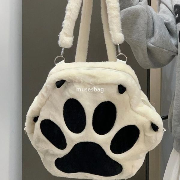 

Autumn and Winter Cute Cat Claw Bag Plush Backpack for Women New Small and Popular Plush Bag Student Classroom Commuting Backpack, White