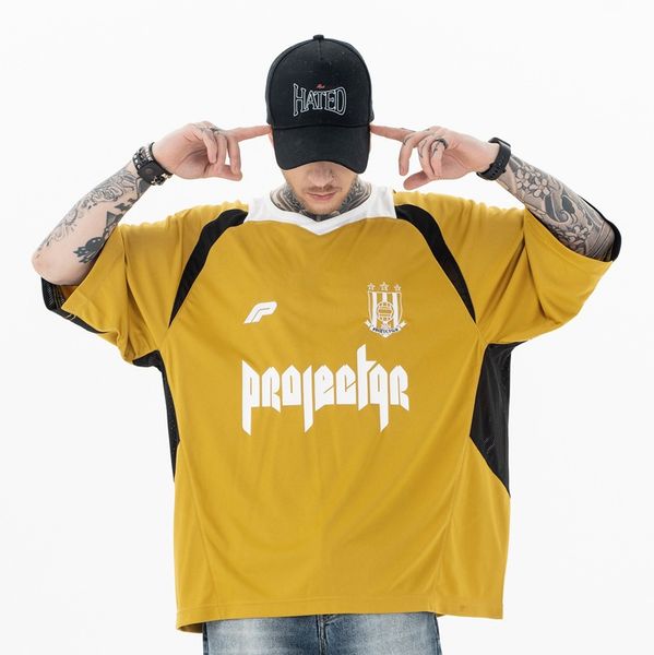 

luxury womens t shirt woman sweatshirt tshirts for man Printing Mens Short Street Retro Alphabet Numeric Football Jersey Drop Shoulder man designer casual shirt, Black