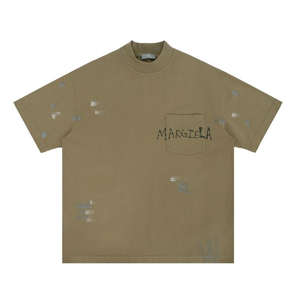 

luxury womens t shirt woman sweatshirt tshirts for man Printing Mens Short Street Splashing ink to make old and damage four corner stitching short sleeved t shirt, Apricot