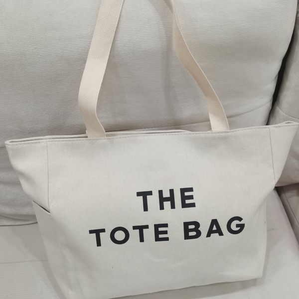

designer tote Blank and simple canvas cotton large capacity outdoor storage tote bag, White