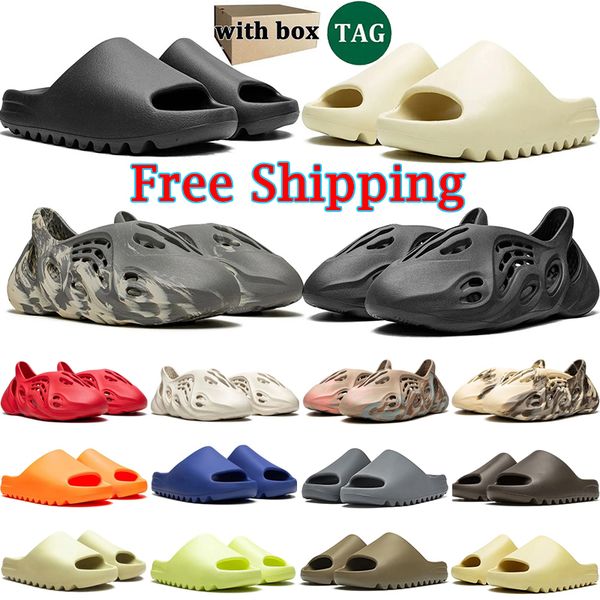 

Free Shipping with box slides designer sandals slippers men women slide Onyx Bone Desert Sand Brown Blue Green slipper mens summer sliders flip flop shoes, Grey