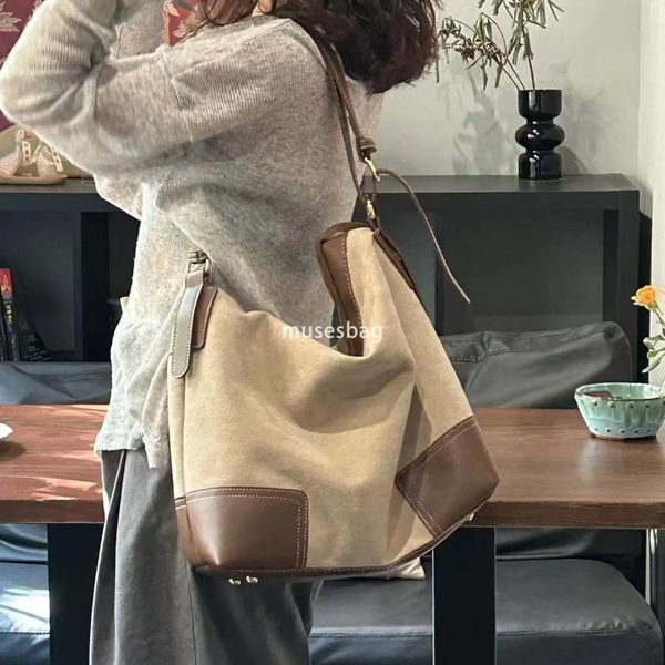 

New Autumn/Winter Women Bag Frosted Deer Skin Fleece Crossbody Bag with Large Capacity Contrast Color Single Shoulder Underarm Bag Tote Big Bag, Brown