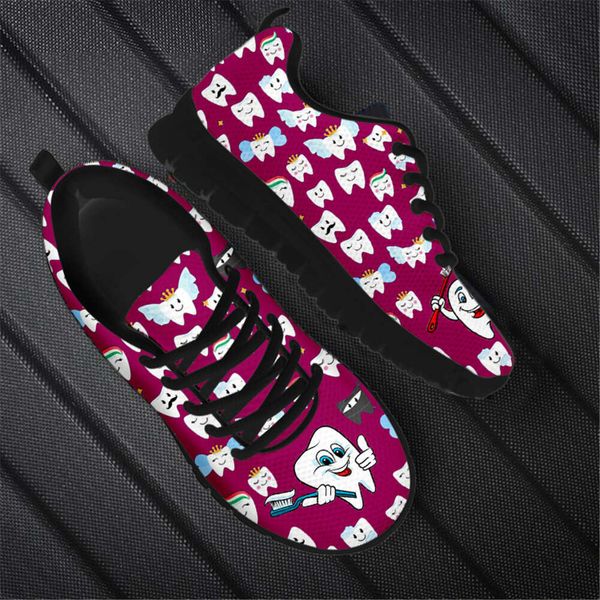 

Cute Cartoon Tooth Designer Women Lace Up Sneakers Dentist Mesh Ladies Casual Shoes Woman Flats Lace Up Walking Footwear 2022, Customaq