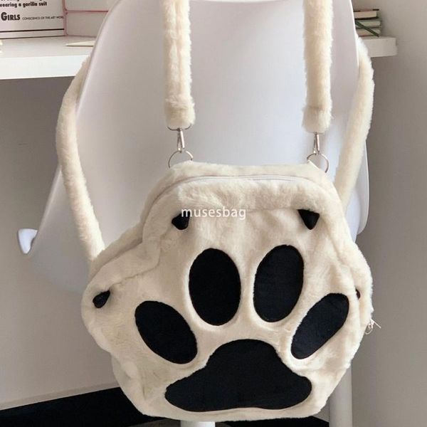 

Autumn and Winter Cute Cat Claw Bag Plush Backpack for Women New Small and Popular Plush Bag Student Classroom Commuting Backpack, White