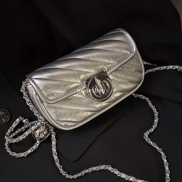 

High quality soft silver high-end niche bag, new trend small fragrant style diamond grid chain bag versatile single shoulder crossbody bag