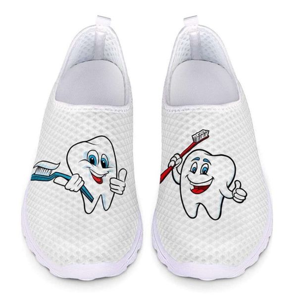 

Cute Cartoon Tooth Pattern Loafers Women Slip On Sneakers Dentist Mesh Ladies Casual Shoes Light Summer Sneakers Woman Flats, Hxa164aa
