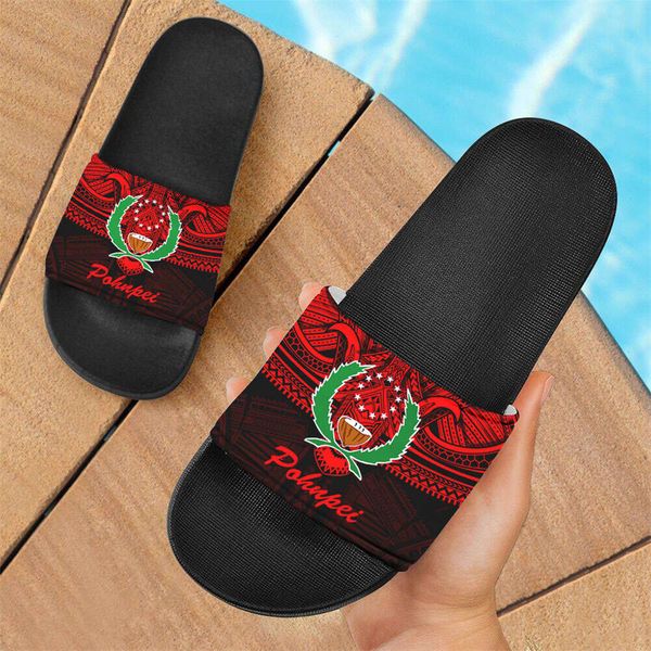 

Outdoor Slip On Sandals For Women Men Slippers Cute Pohnpei Flag Polynesian Tribal Designer Summer Beach Slides Slipper Shoes, Z65-custom