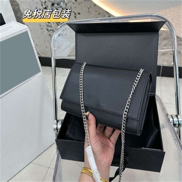 

designer bag Messenger Sliiver Chain Bags Designer Bag Real Leather Clamshell Box 2 Color Fashion Bags Seam Leather Ladies Metal Black Adjustable Handbag Midd, 121.5x15cm