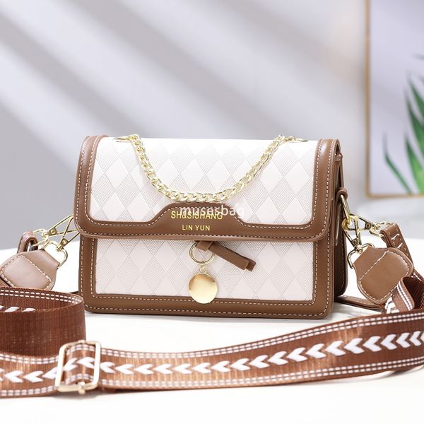 

High quality women's designer multifunctional practical small bag high-end diamond grid small square bag fashionable and versatile single shoulder crossbody bag, White
