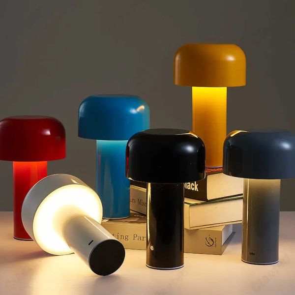 

Lamps Table Italian FLOS Mushroom Bedside Lamp Bellhop Nordic charging design Red Bedroom atmosphere small night light LL