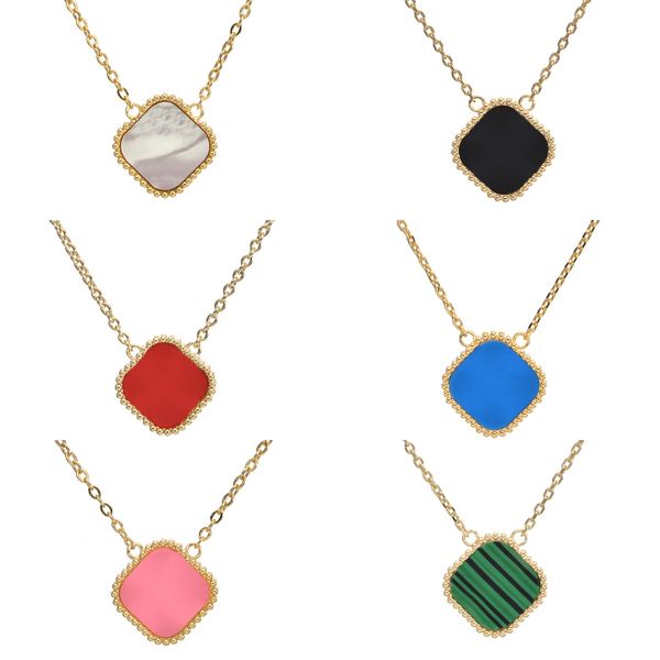 

New fashion necklace silver gold chains flower pendant womens wedding engagement anniversary party gift stainless steel jewelry classic Mother-of-Pearl Necklaces